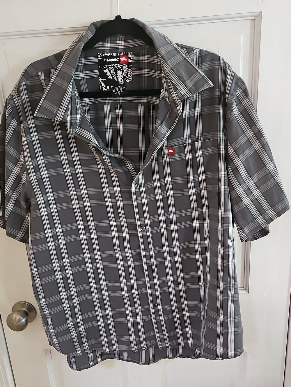 Tony Hawk Gray Plaid Short-Sleeve Button-Down Shirt
